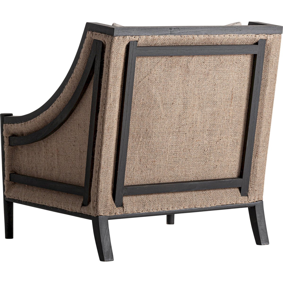 Fauteuil classique en lin et bois de mindi beige et noir, RECOLLECTION
