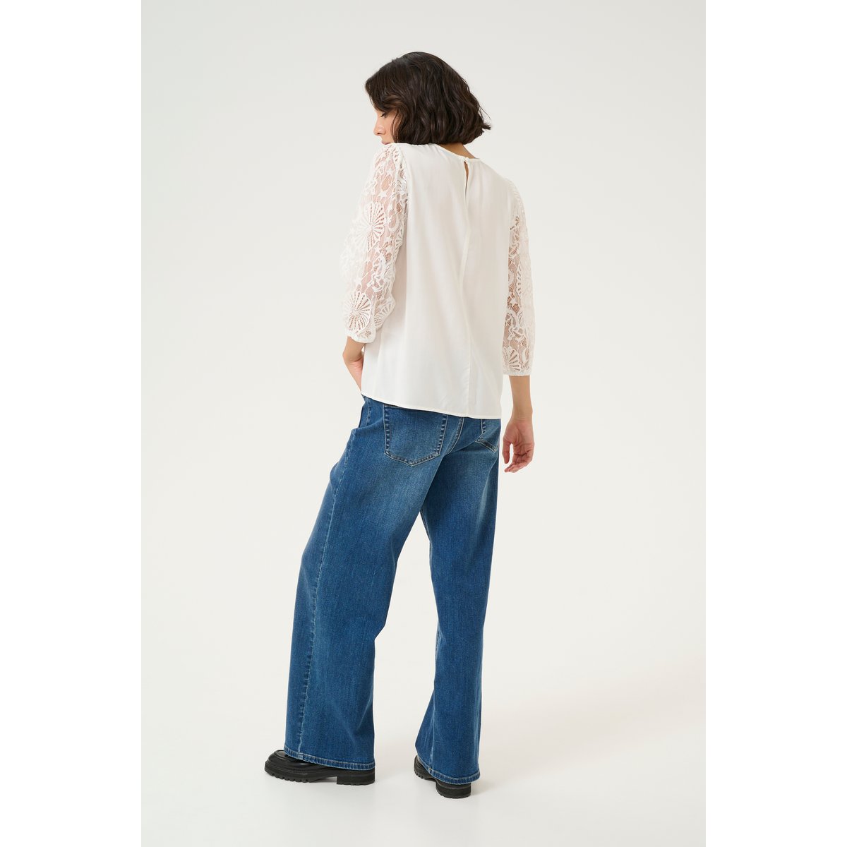 Long sleeved blouse blanc chalk, KAFFE