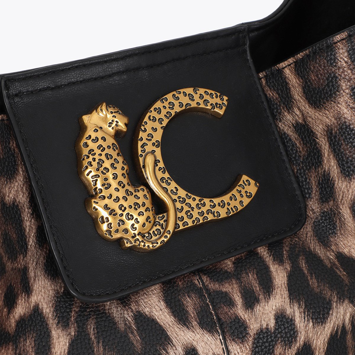 Sac à bandoulière imprimé léopard à logo métallique léopard, LOLA CASADEMUNT