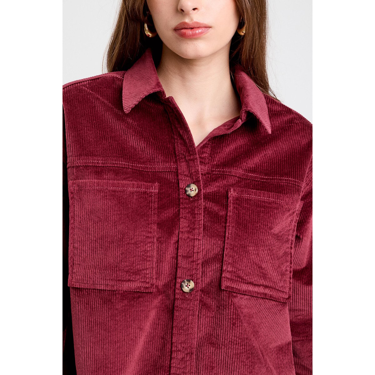 Chemise oversize en velours bordeaux, CACHE CACHE