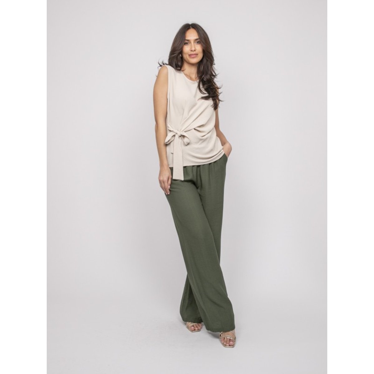 Top Sans Manches Noeud Felize beige, DONA LISA