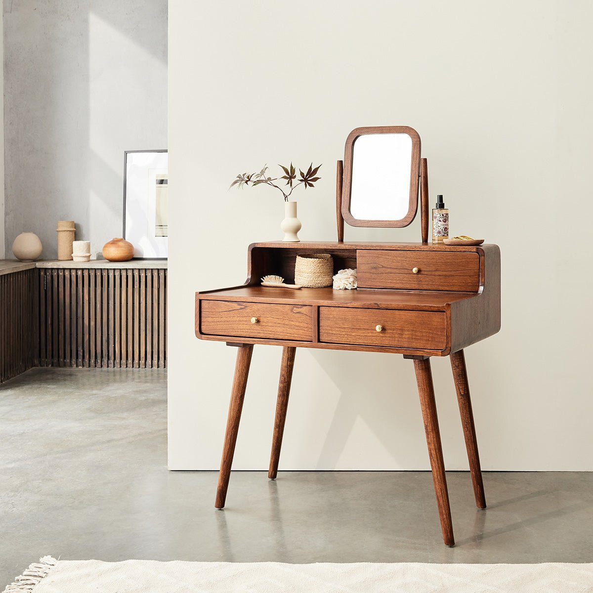 Coiffeuse en bois massif VINTAGE marron, BERAH GETAH