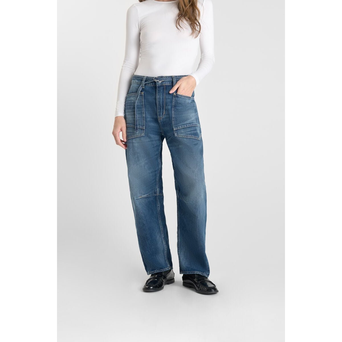 Jeans loose, large balloon , longueur 34 blue, LE TEMPS DES CERISES