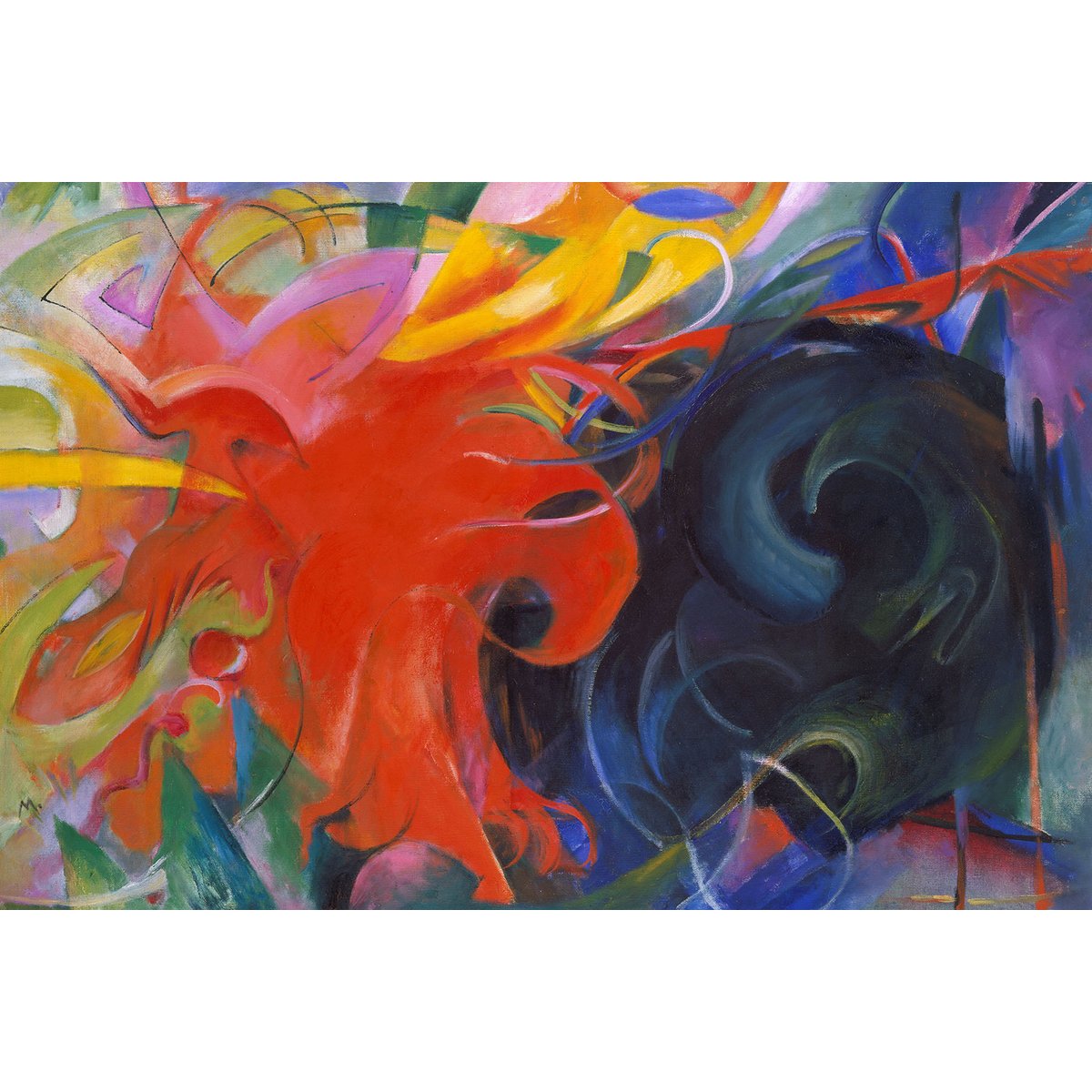 Tableau d'art classsique Fighting forms par Franz Marc tableau alu dibond, HEXOA
