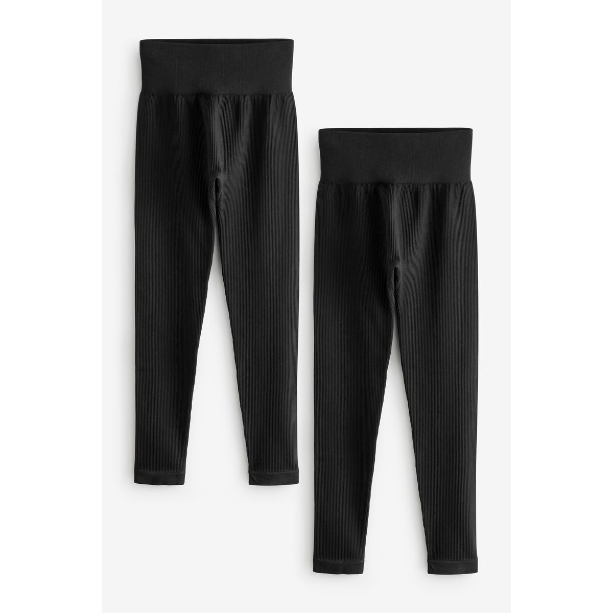 Leggings taille haute côtelés, lot de 2 noir, NEXT