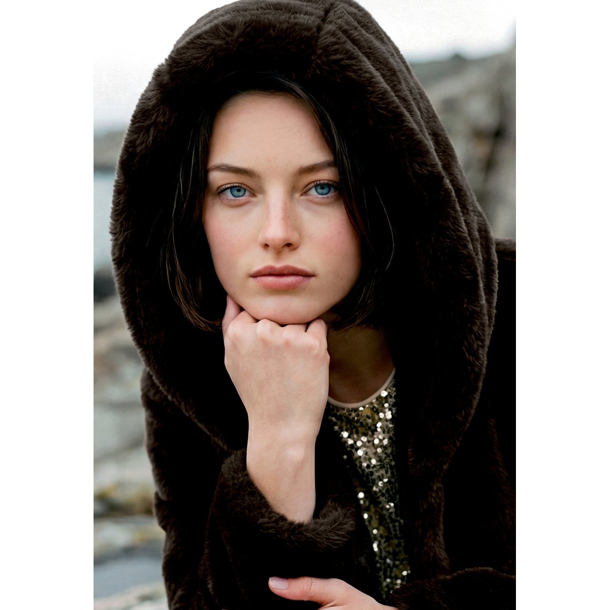 Veste en peluche à capuche marron foncé, BETTY BARCLAY