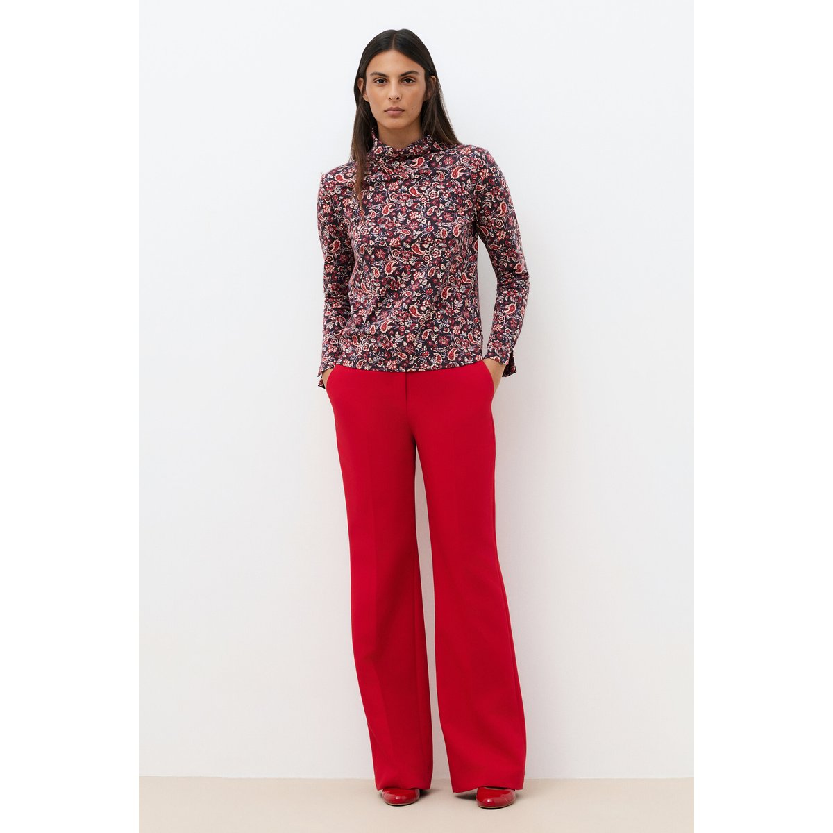 T-shirt droit col roulé TANOUSHKA bordeaux, CAROLL