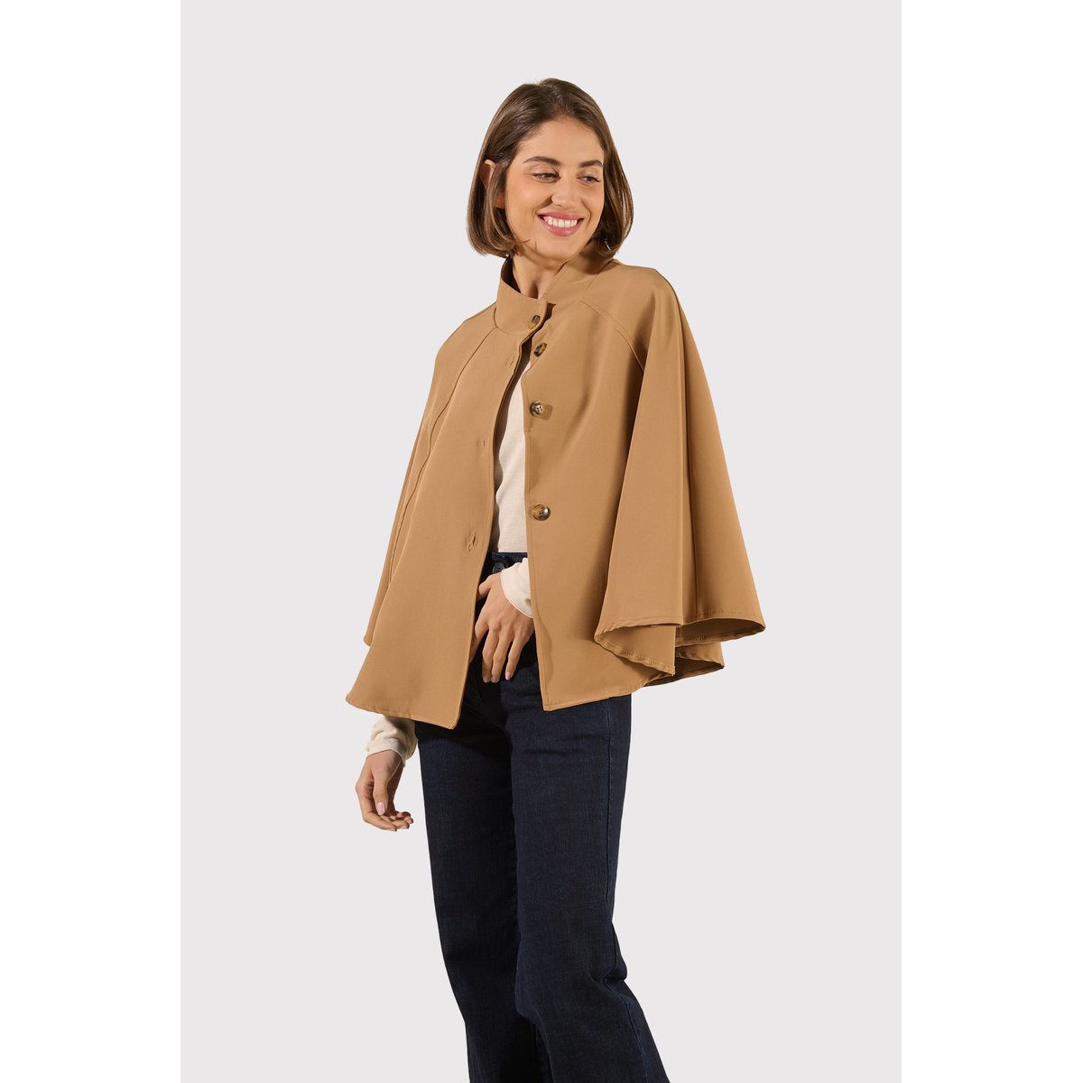 Veste cape MANDY brun camel, BENOA