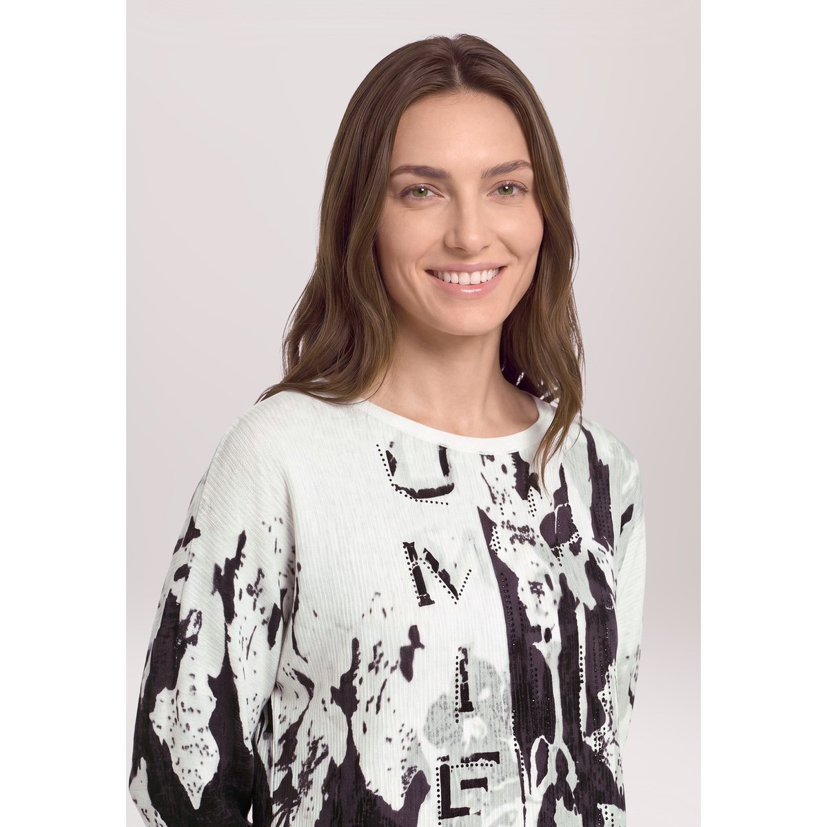 Pull-over en maille à impression blanc/noir, BETTY BARCLAY