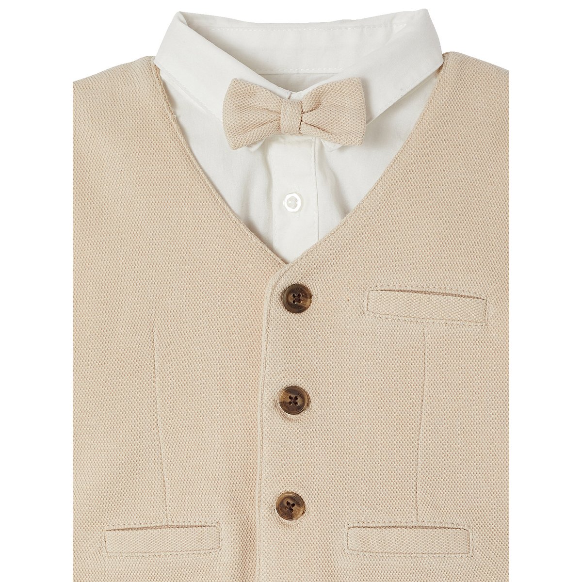 Ensemble 4 pièces bébé cérémonie beige, VERTBAUDET