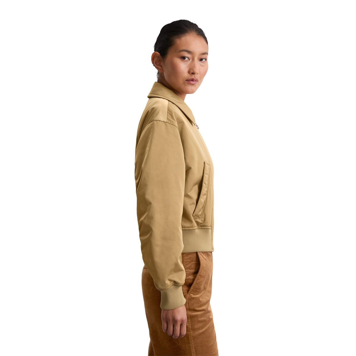 Blouson style aviateur regular en sergé de polyester recyclé beige, MARC O'POLO