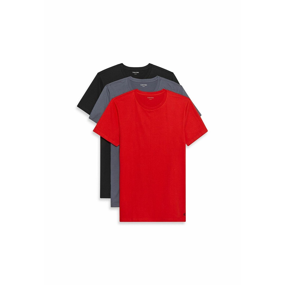 Lote de 3 t-shirts de gola redonda preto + cinzento + vermelho, CALVIN KLEIN UNDERWEAR