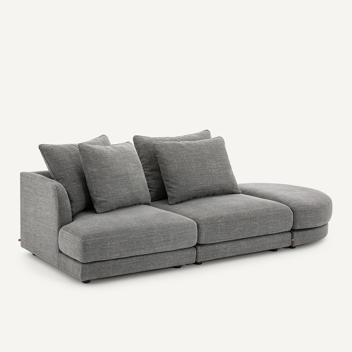 Demi-canapé gauche, modulable en coton et lin, TIBERIO anthracite, AM.PM