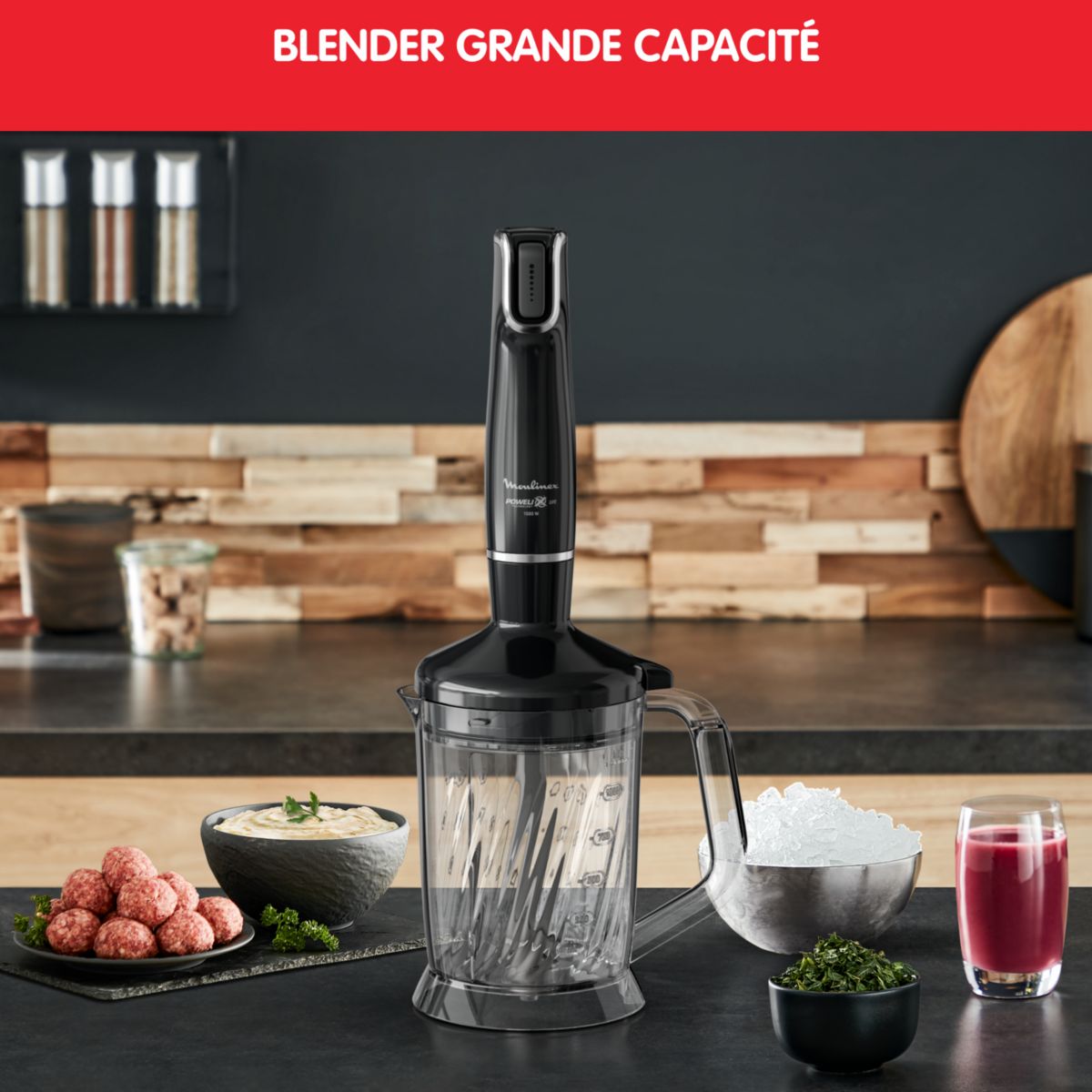 Mixeur INFINYFORCE AVEC ACCESSOIRE XL DD94L810 couleur unique, MOULINEX