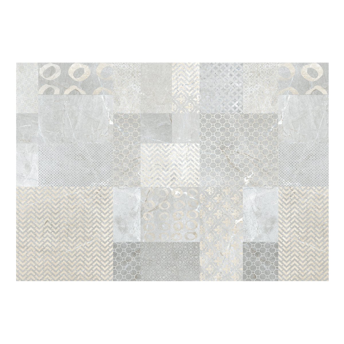 Papier peint intissé panoramique Tiles gris / argent, EDEN