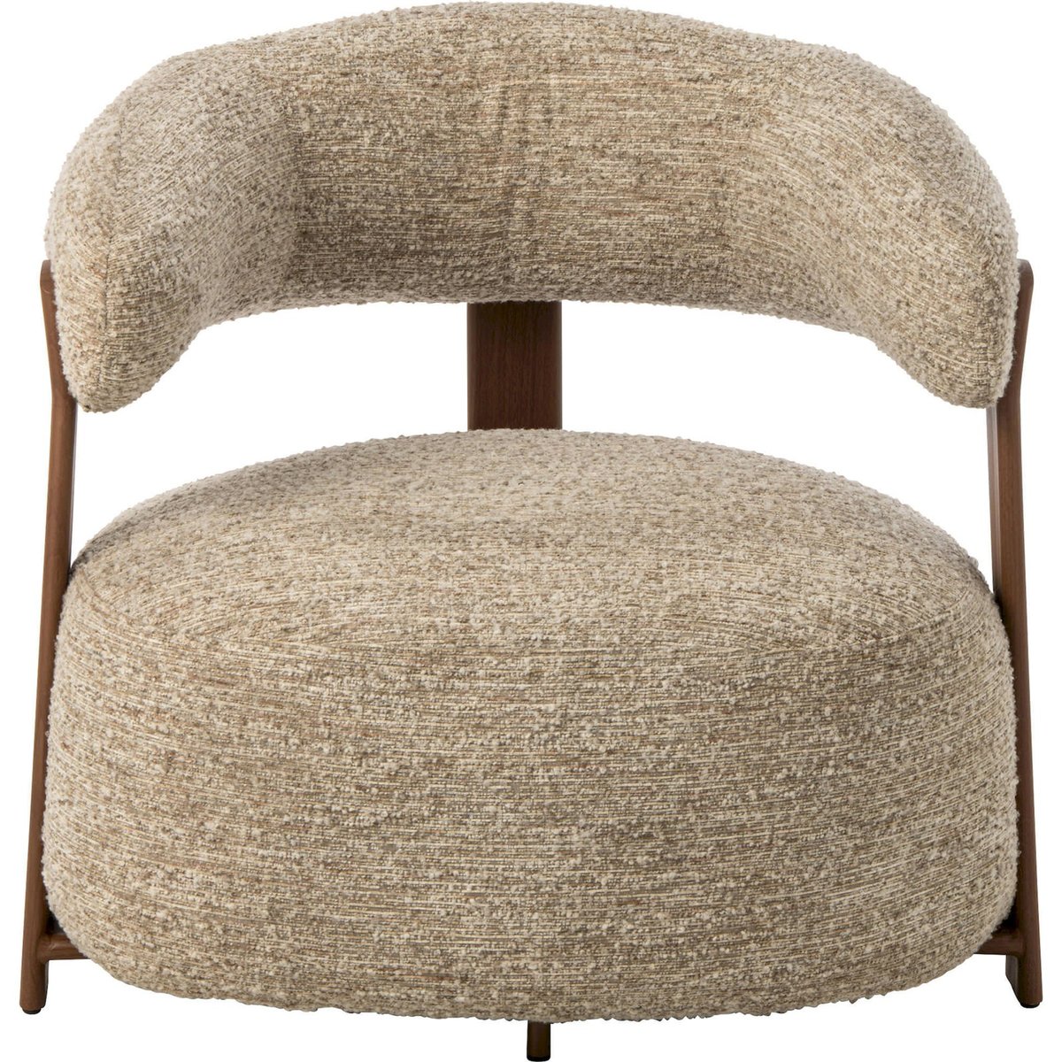 Fauteuil enveloppant en tissu bouclé écru, RECOLLECTION