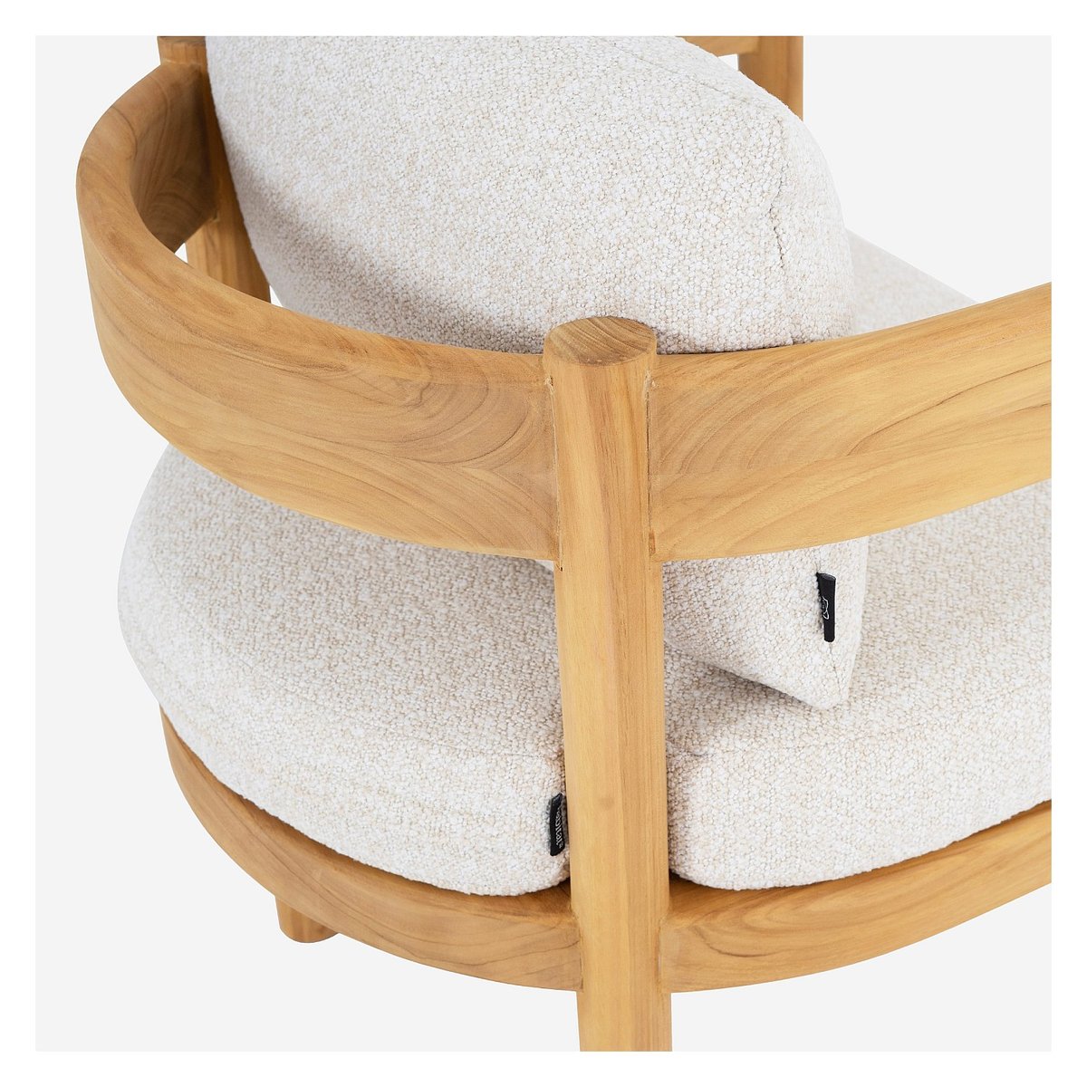 Chaise de jardin en teck massif et tissu imperméable FIGARI blanc cassé, HABITAT