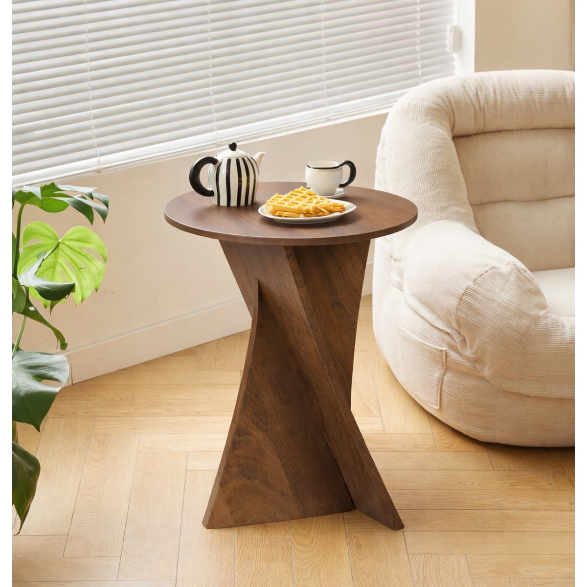 Table d'appoint, bois de manguier foncé, PATNA noyer, NORDLYS
