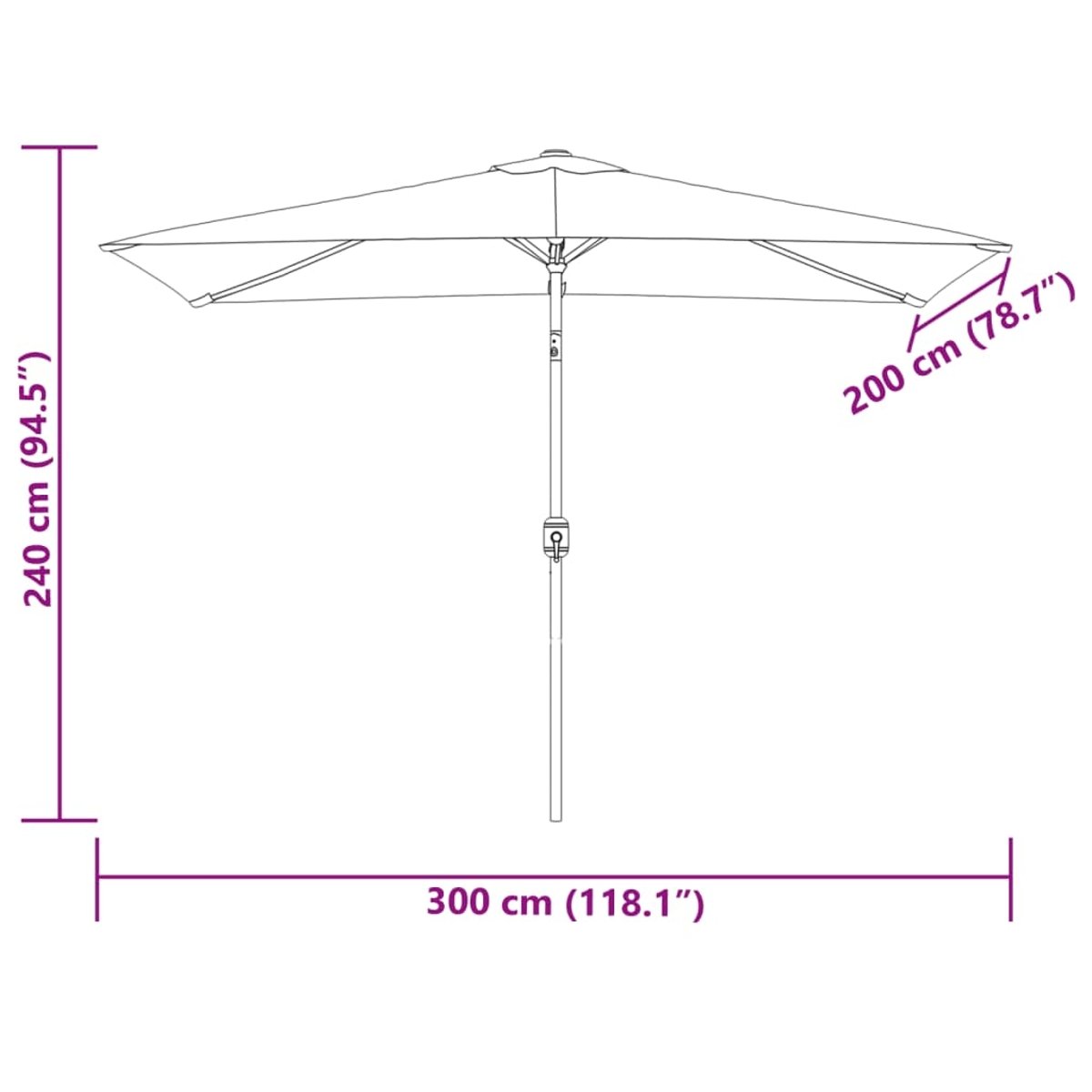 Parasol d'extérieur rectangulaire inclinable blanc, HOME MAISON