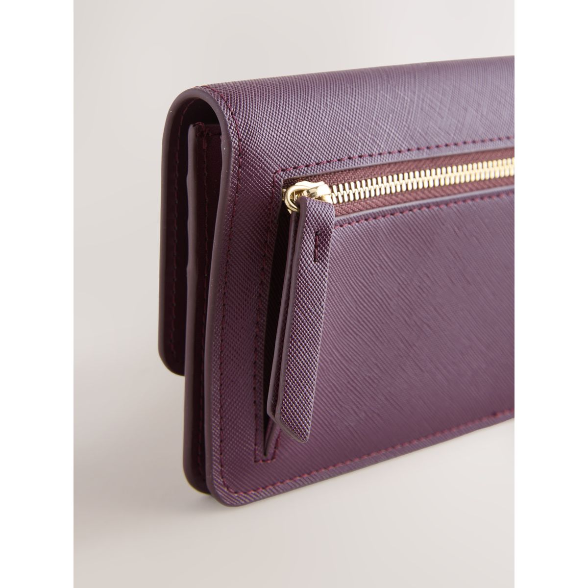 Pochette portefeuille à rabat plié prune, NEXT