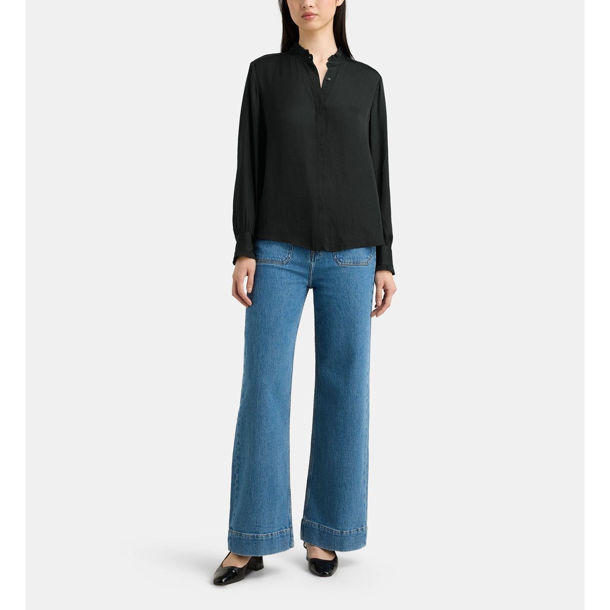 Chemise fluide detroit satl satinée noir, GALERIES LAFAYETTE