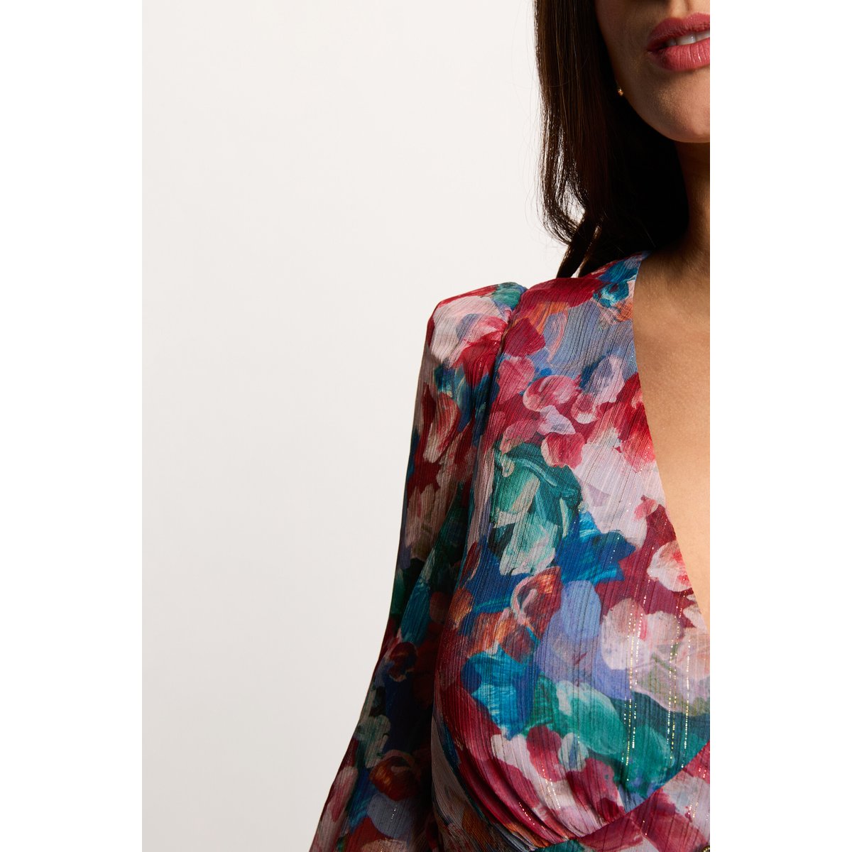 Robe courte col v multicolore, MORGAN