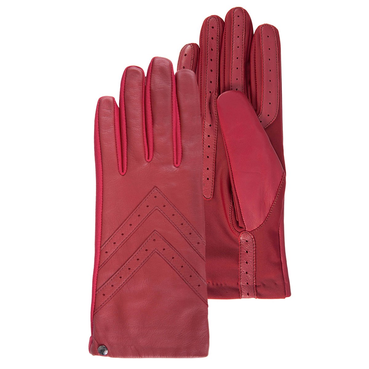 Gants tactiles en cuir de moutone tissu - doublés soie rouge, ISOTONER