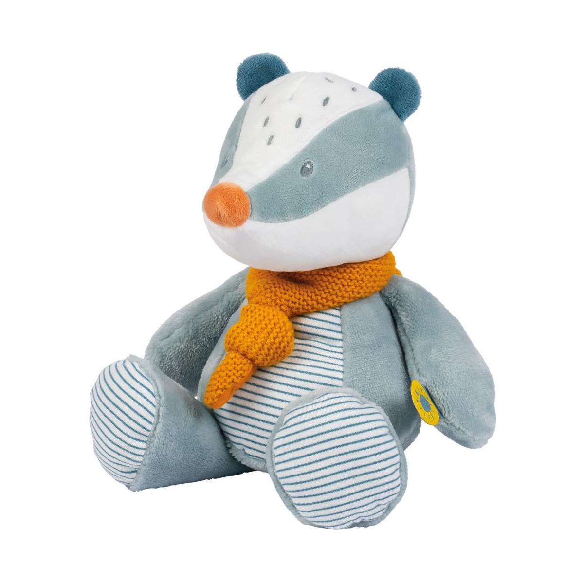 Peluche 30cm Léo l'âne bleu, blanc, orange, NATTOU