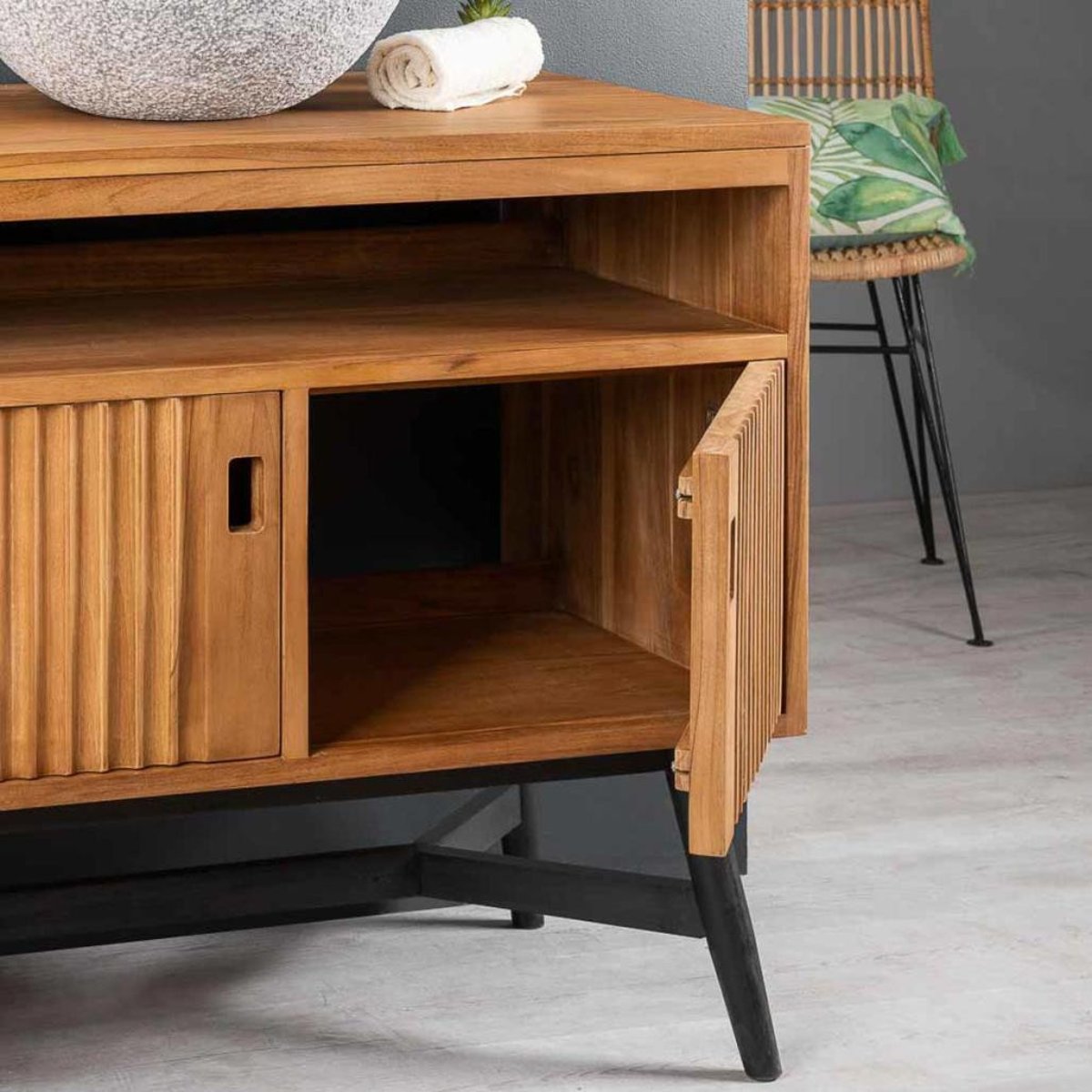 Meuble en teck rectangle 90 cm MYA naturel, WANDA COLLECTION