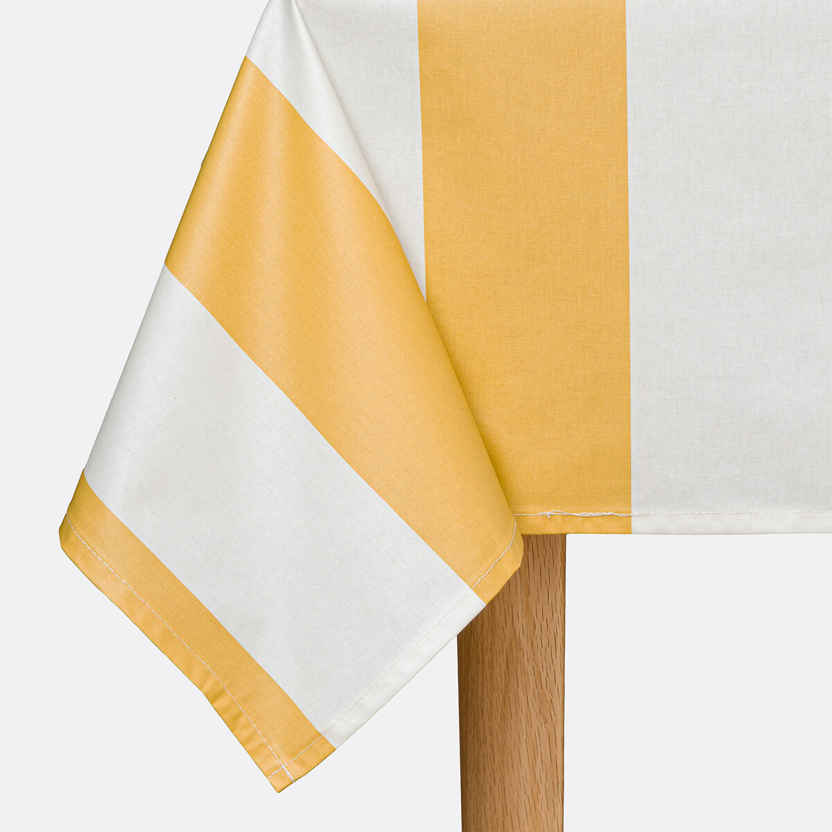Hendaye Striped Coated Cotton Tablecloth yellow/white, LA REDOUTE INTERIEURS