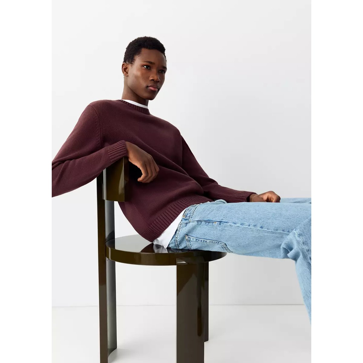 Pull en maille moyenne bordeaux, MANGO TEEN