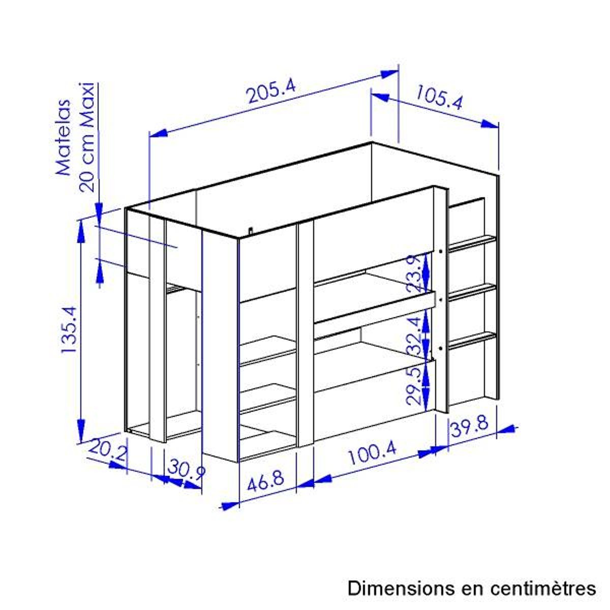 Lit combiné Gabin bois clair, CAMIF