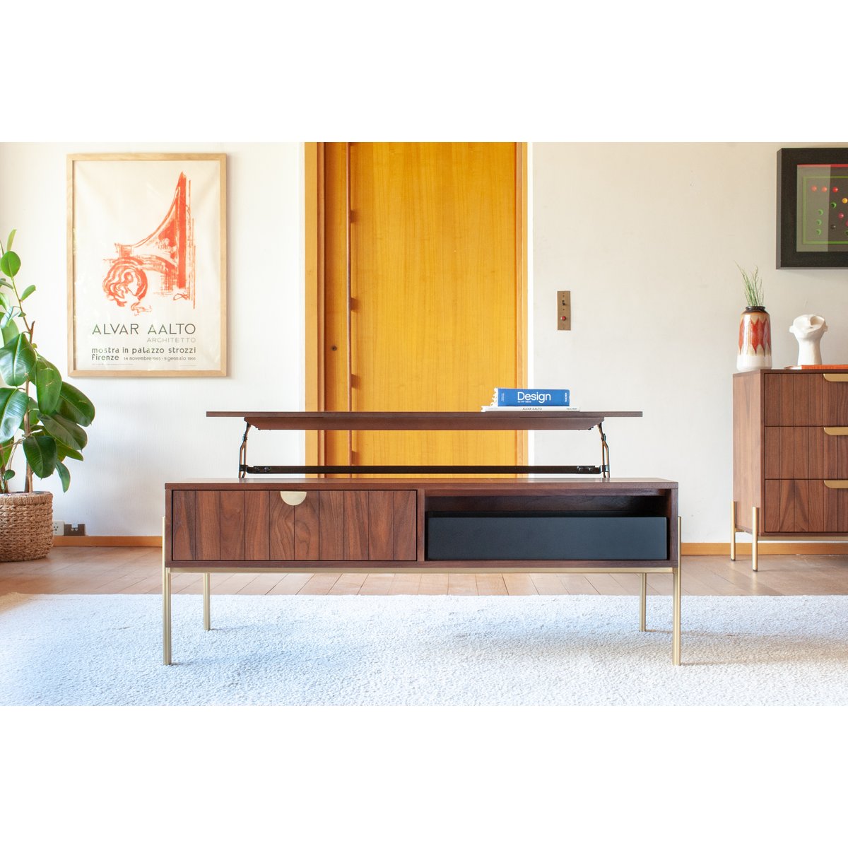 Table basse relevable en noyer AURORA bois foncé, PRODUIT INTERIEUR BRUT
