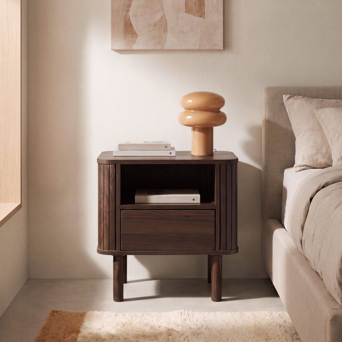 Table de chevet 1 tiroir en bois- MAYA bois foncé, DRAWER