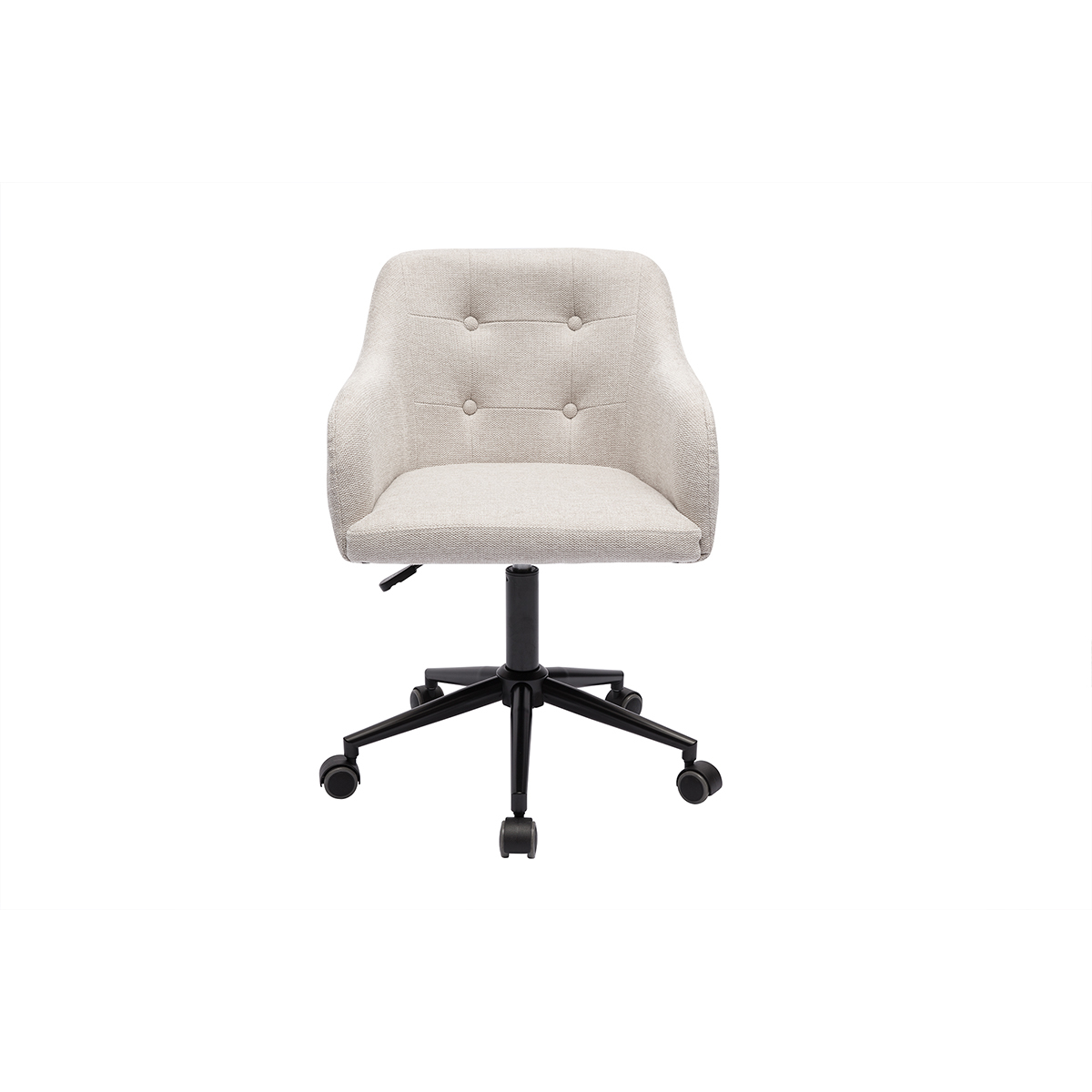 Chaise de bureau capitonnée à roulettes en tissu effet velours texturé beige et métal noir BALTIK beige, MILIBOO