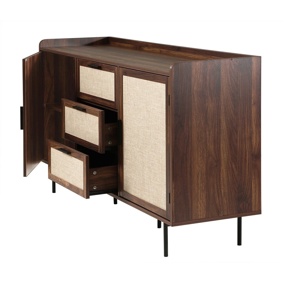 Buffet 2 portes 3 tiroirs JETSON bois foncé, CALICOSY