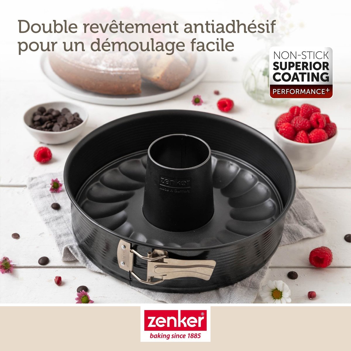 Moule à manqué et à savarin double fond 26 cm PERFECTBACK+ noir, ZENKER