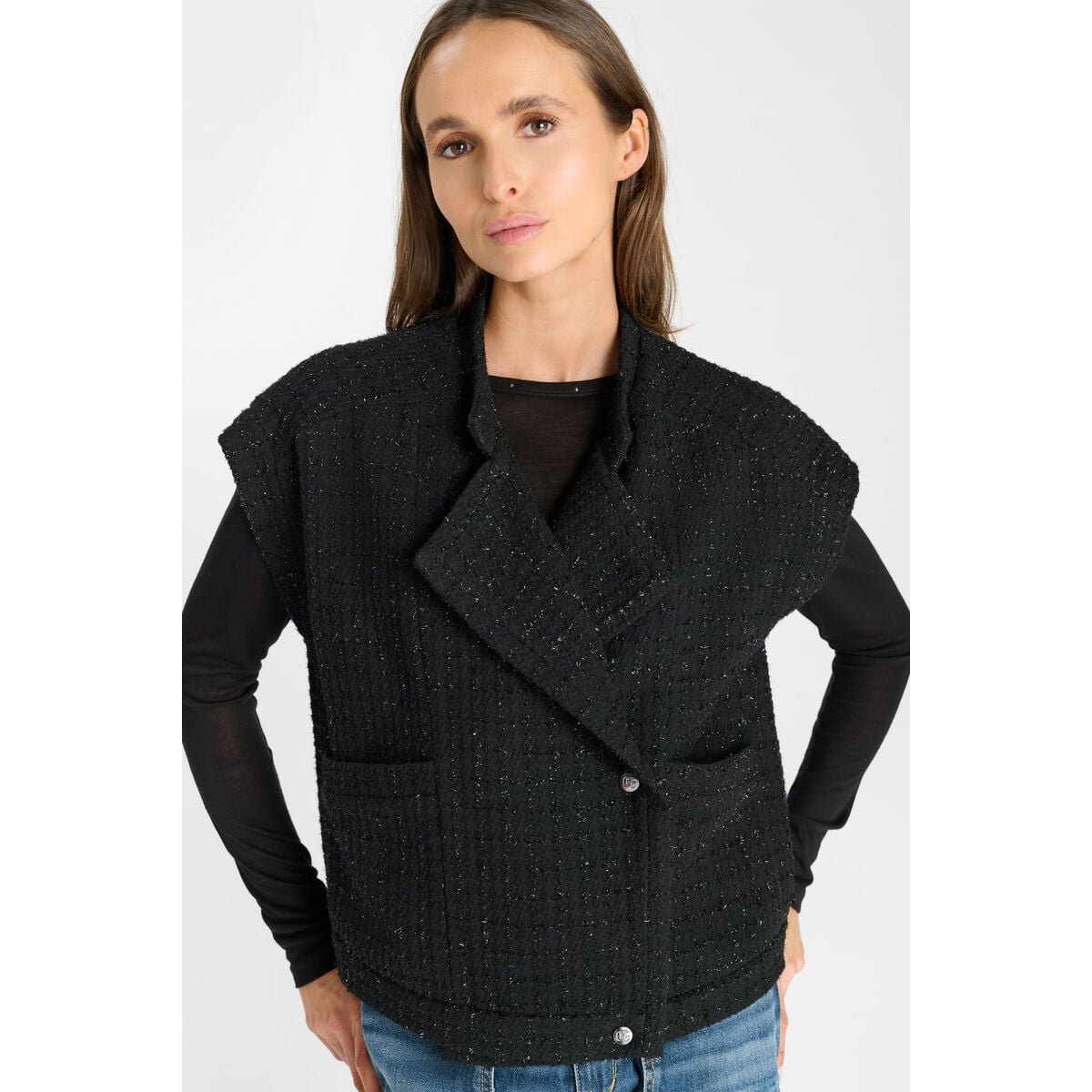 Veste sans manches FUNI black, LE TEMPS DES CERISES