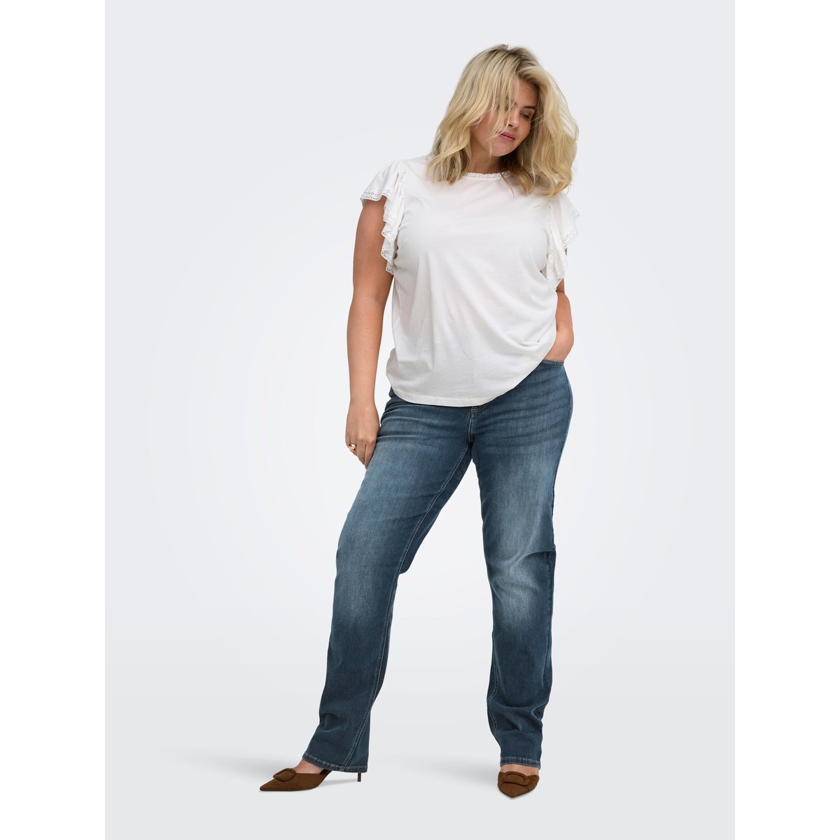 Jean Coupe Droite dark blue denim, ONLY CARMAKOMA