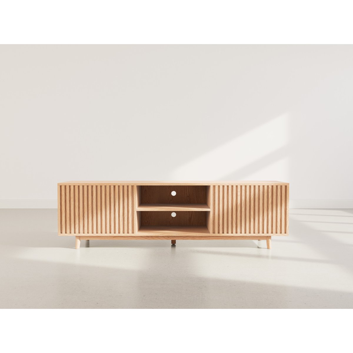 Meuble TV 2 portes 2 niches, FREYA bois, BEST MOBILIER