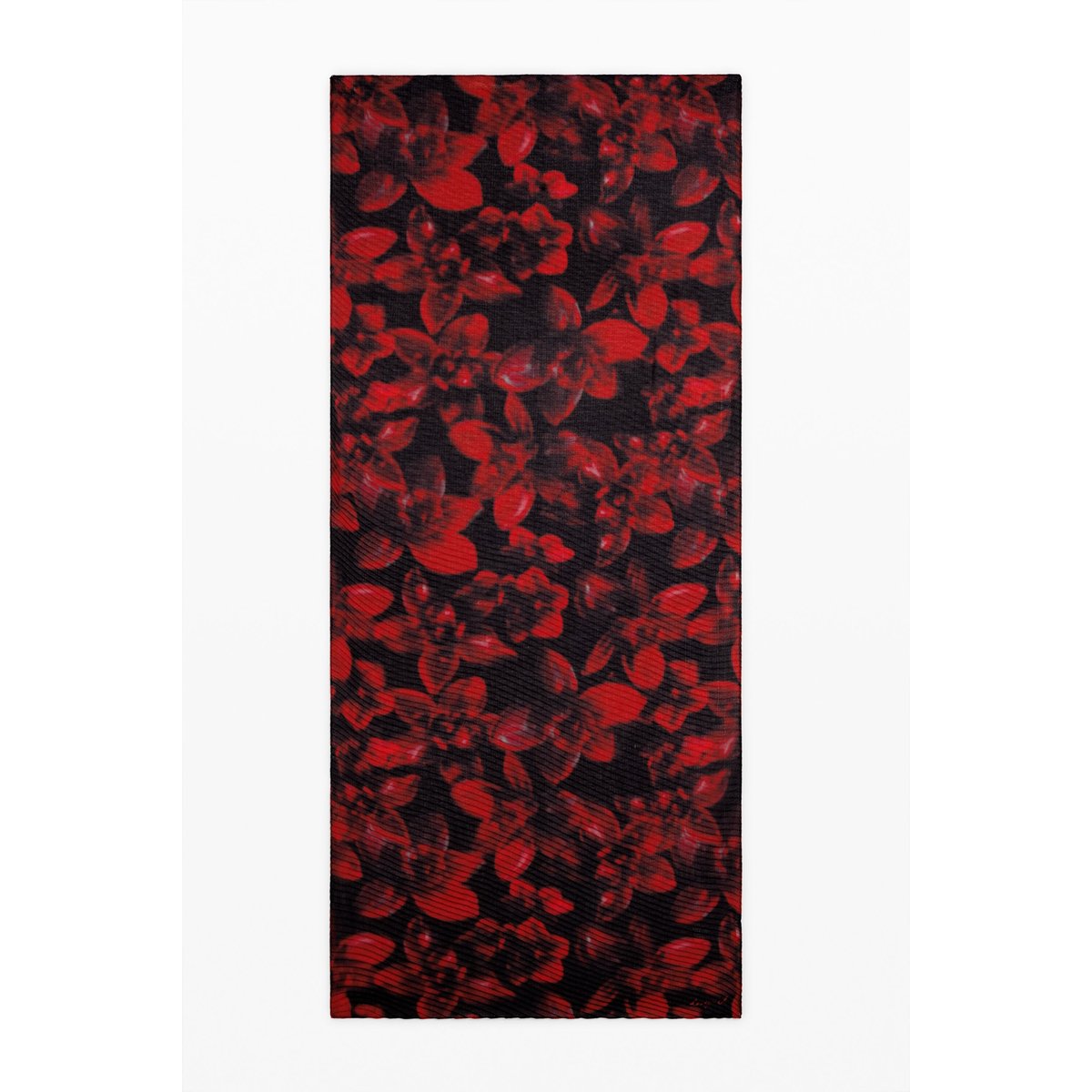 Foulard rectangulaire à fleurs rouges noir, DESIGUAL