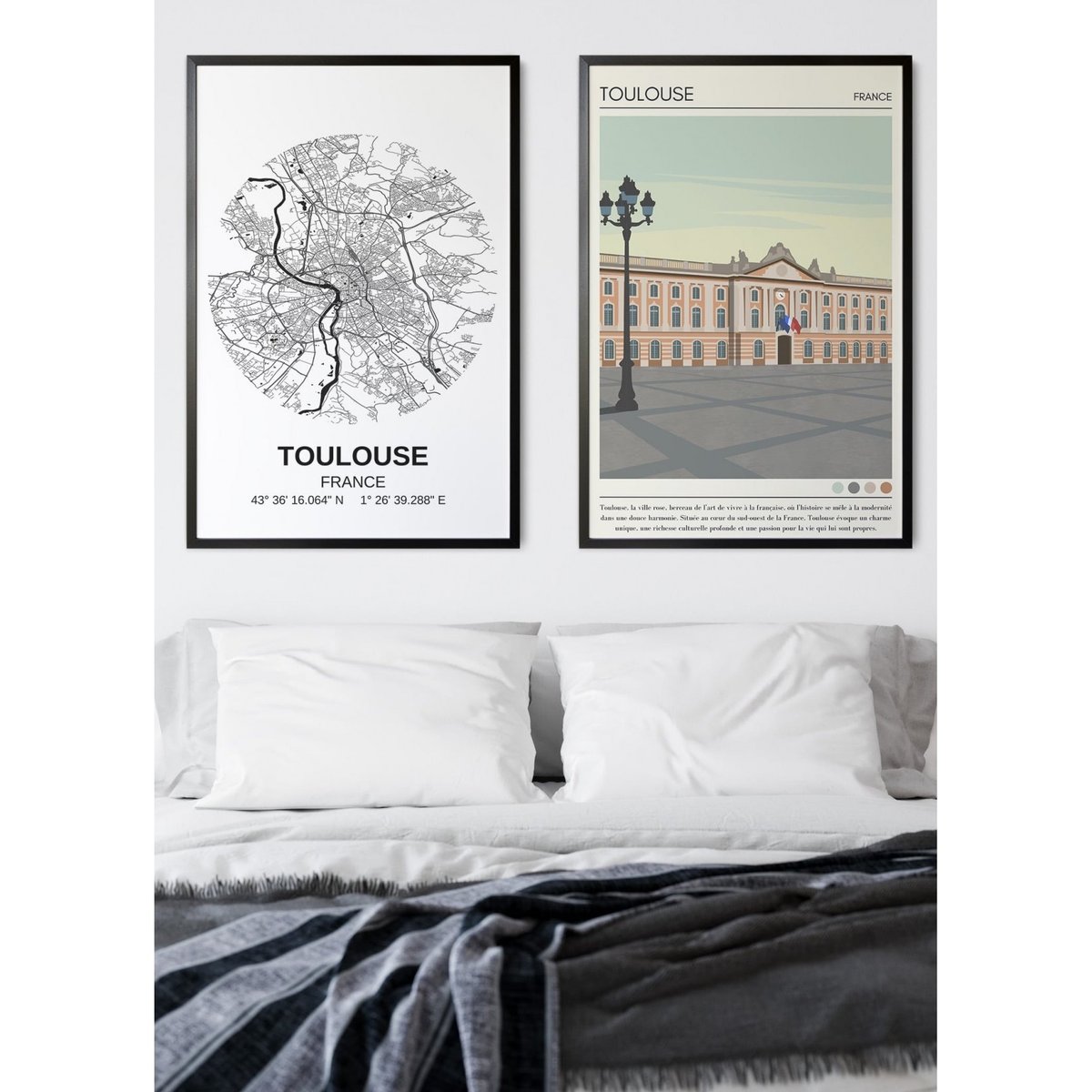 Affiche ville Toulouse Vintage blanc, L'AFFICHERIE