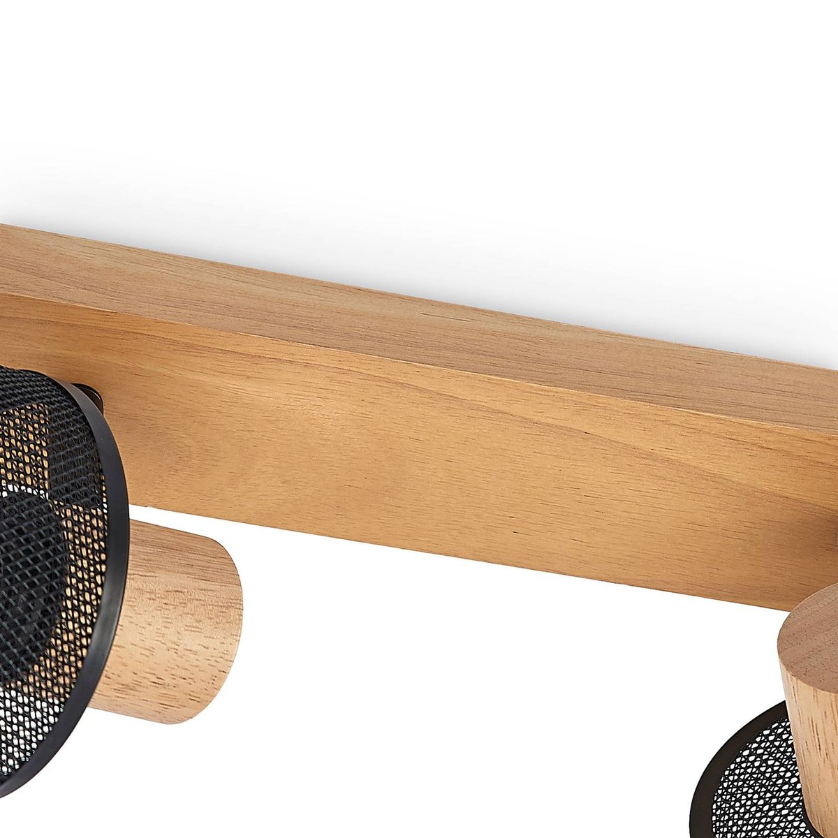 Spot en bois moderne, Evinora noir, bois clair, LINDBY