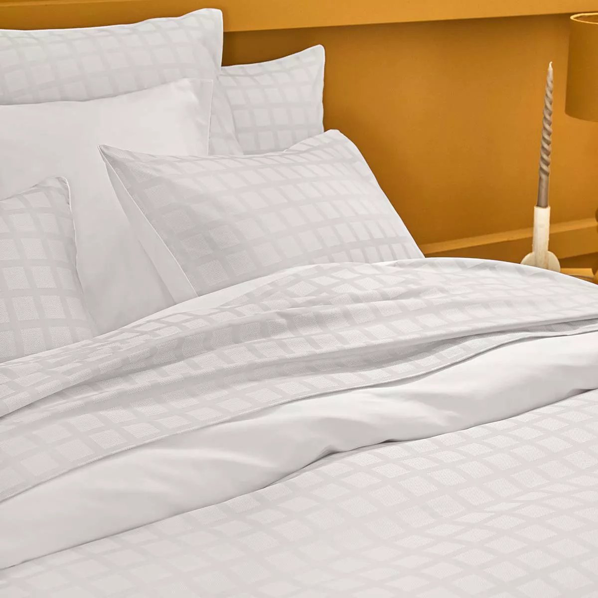 Taie d'oreiller satin de coton ALLEGRIA neige, GARNIER THIEBAUT