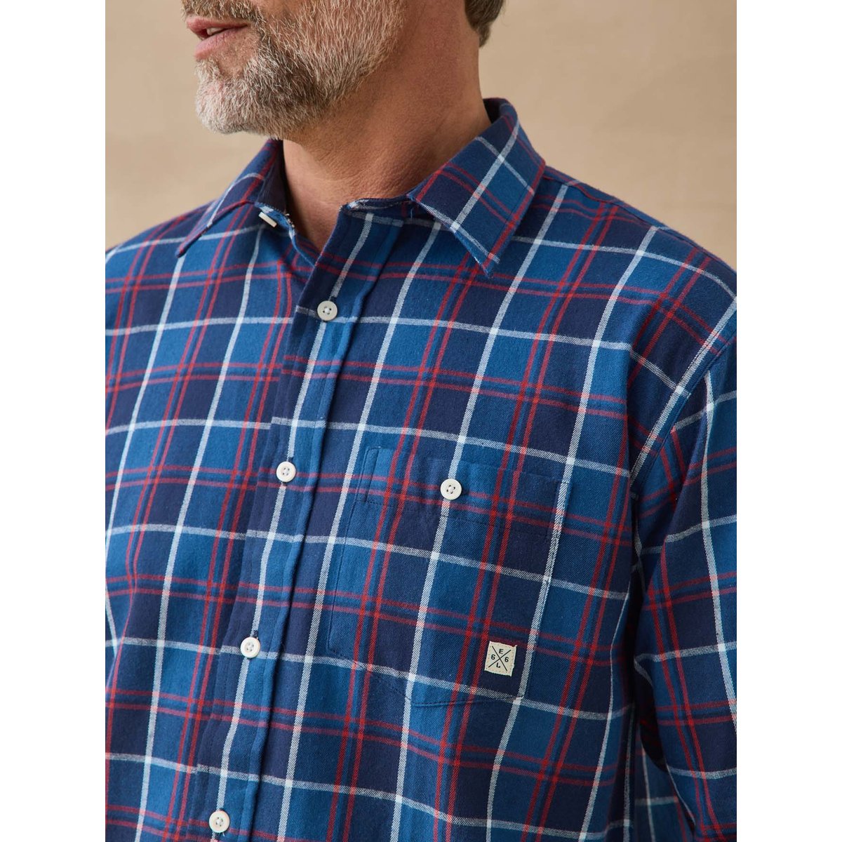 Chemise en flanelle pur coton homme carreaux bleu, DAXON