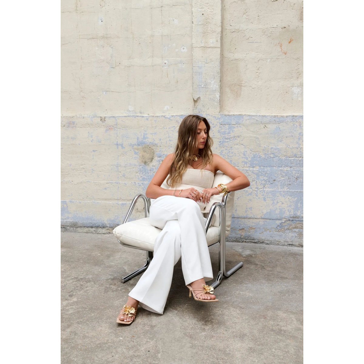 Mules à bout carré et accessoires interchangeables THIRA beige, MI MAI