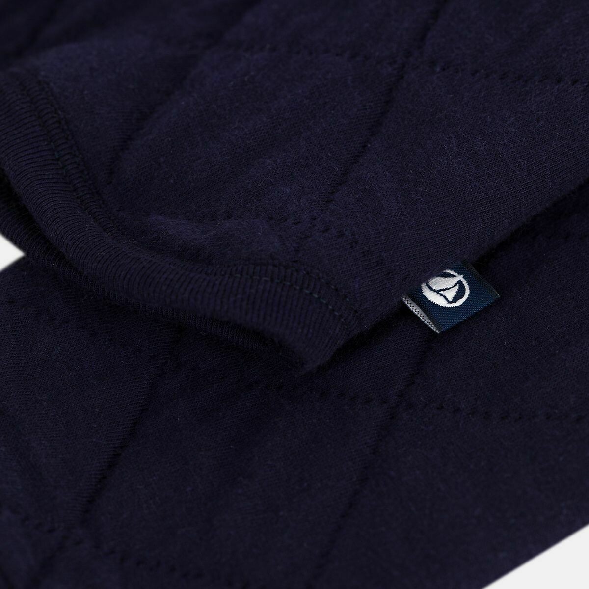 Cardigan femme matelassé en coton uni bleu marine, PETIT BATEAU