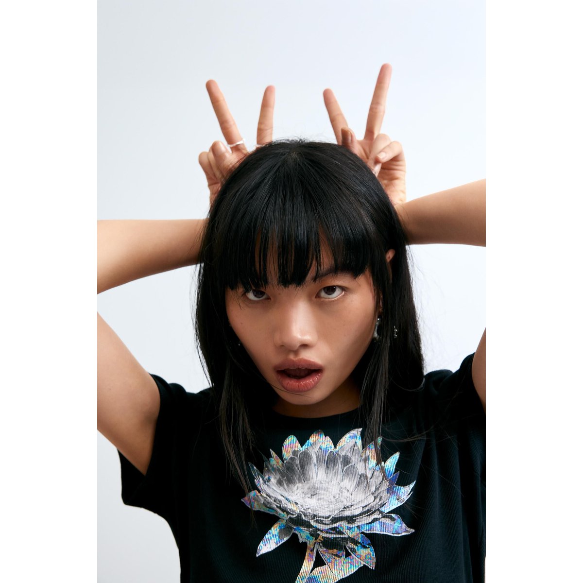 T-shirt Imprimé Floral noir, DESIGUAL