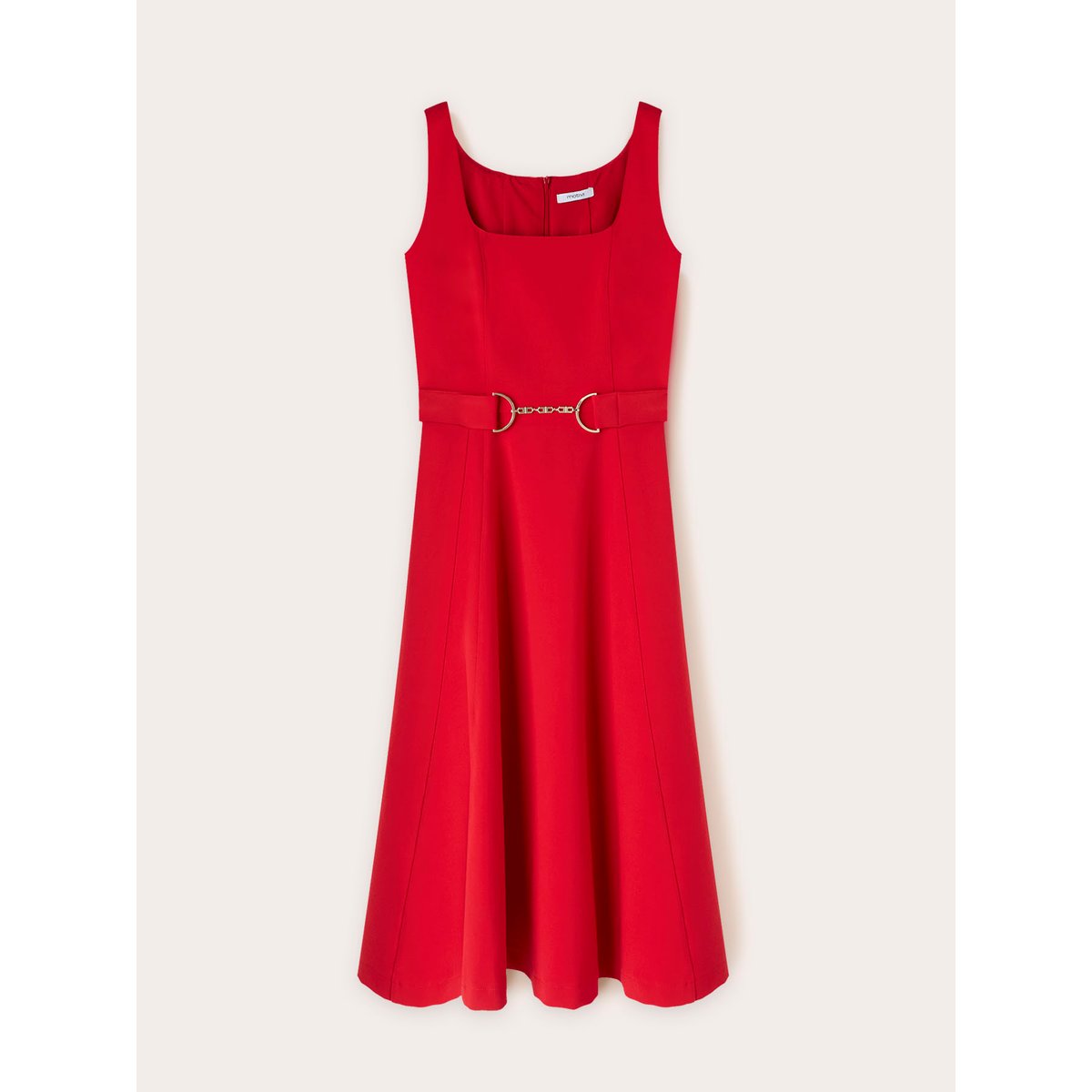 Robe évasée avec passant métallique rouge, MOTIVI