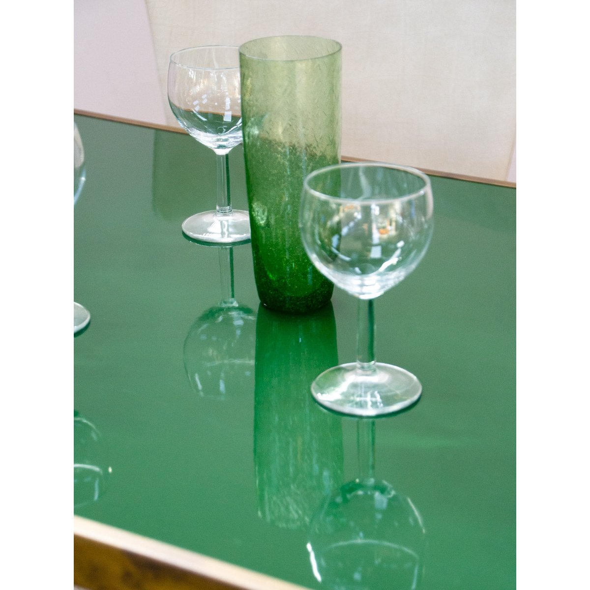 Table à manger bistrot vintage en émail et fonte Denise N°1377 - Bon état vert, DEBONGOUT
